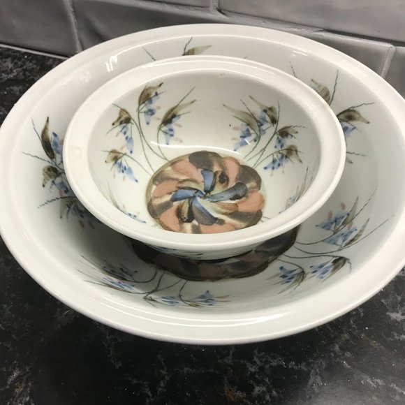 Hand made & painted PORCELAIN Pottery BOWL SET - Picture 2 of 14